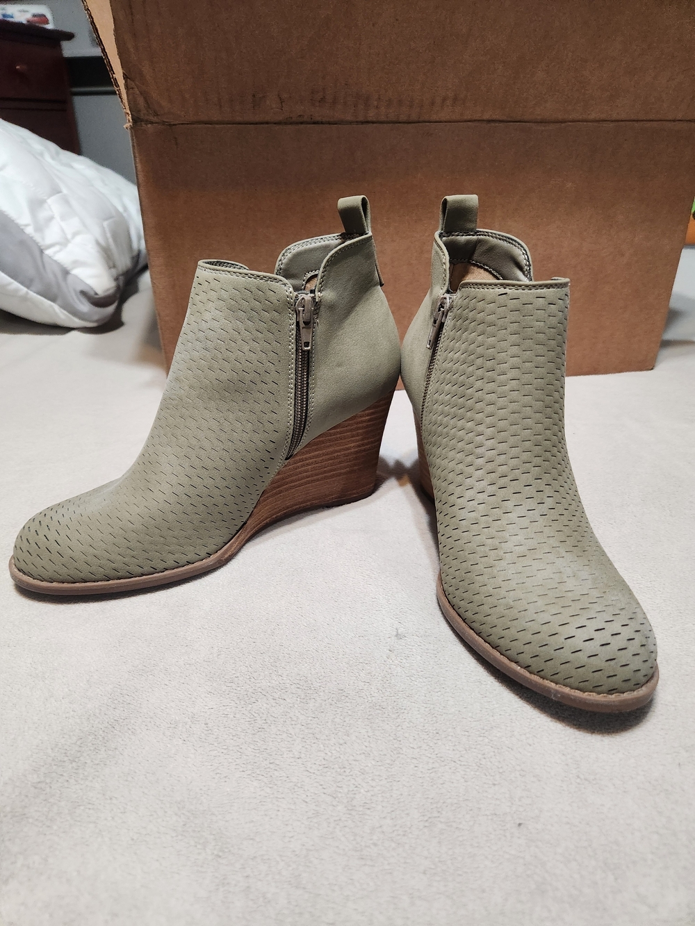 DV by Dolce Vita Olive Green Wedge Ankle Booties